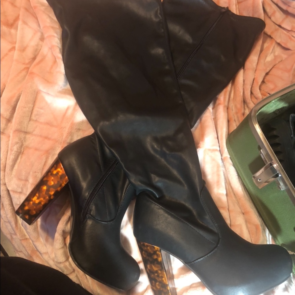 Black knee high boots